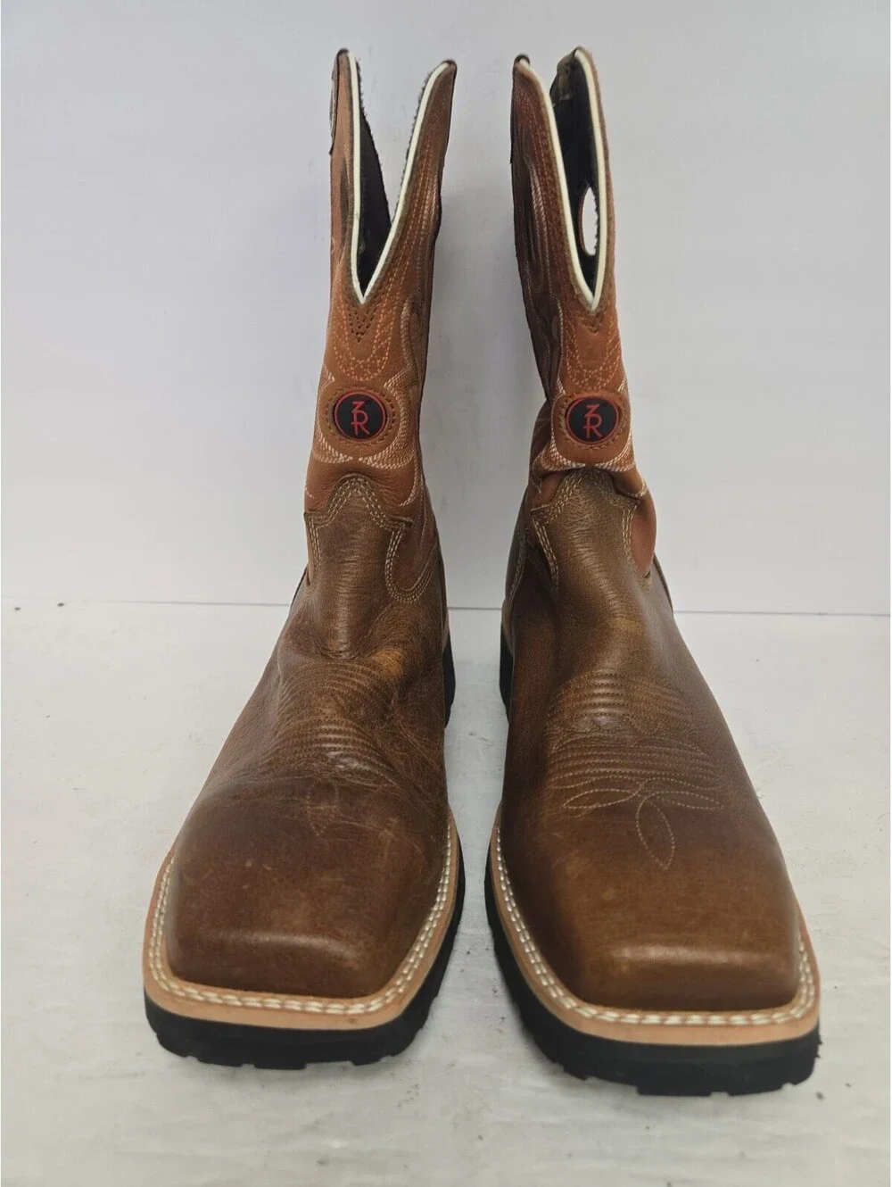 Tony Lama Men's RR3300 Composite Toe Cowboy Western Work Boot Brown Size 9.5EE